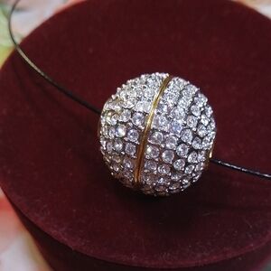 Elegant Gold Tone Sparkling Crystal Ball Necklace